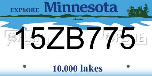 15ZB775 Minnesota License Plate