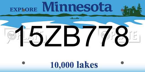 15ZB778 Minnesota License Plate