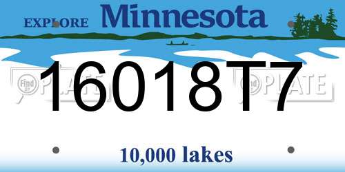 16018T7 Minnesota License Plate