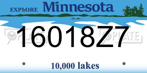 16018Z7 Minnesota License Plate
