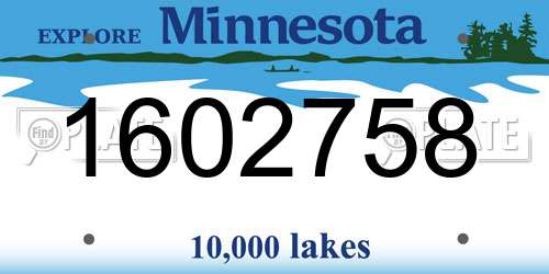 1602758 Minnesota License Plate