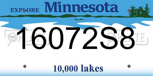 16072S8 Minnesota License Plate