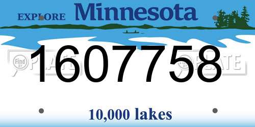 1607758 Minnesota License Plate