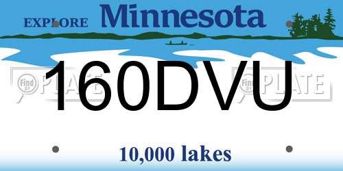 160DVU Minnesota License Plate