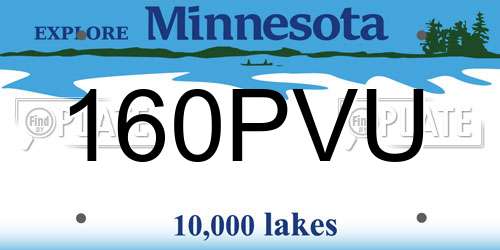 160PVU Minnesota License Plate