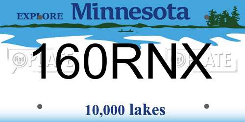 160RNX Minnesota License Plate
