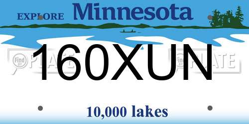 160XUN Minnesota License Plate