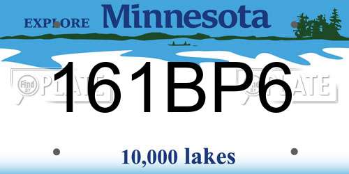 161BP6 Minnesota License Plate