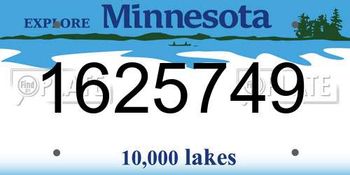 1625749 Minnesota License Plate