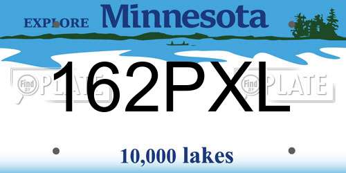 162PXL Minnesota License Plate