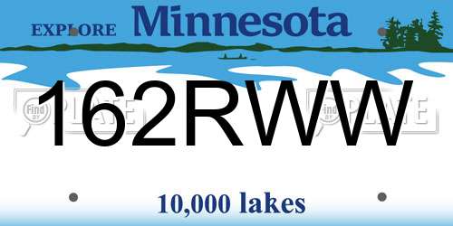 162RWW Minnesota License Plate