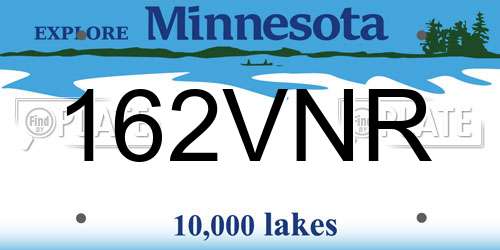 162VNR Minnesota License Plate