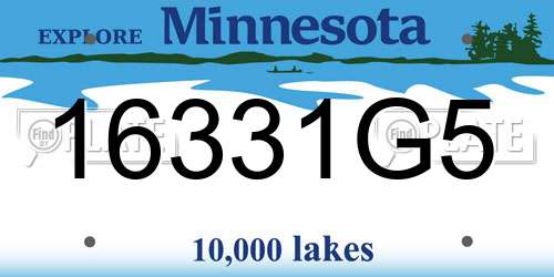 16331G5 Minnesota License Plate