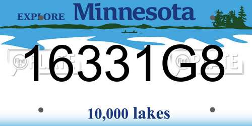 16331G8 Minnesota License Plate
