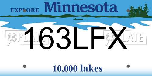 163LFX Minnesota License Plate