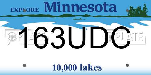 163UDC Minnesota License Plate