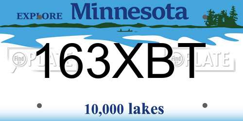 163XBT Minnesota License Plate