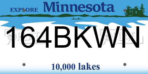 164BKWN Minnesota License Plate
