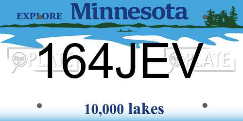 164JEV Minnesota License Plate