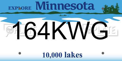 164KWG Minnesota License Plate