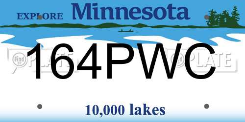 164PWC Minnesota License Plate