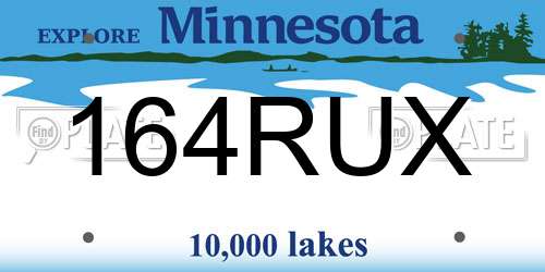 164RUX Minnesota License Plate