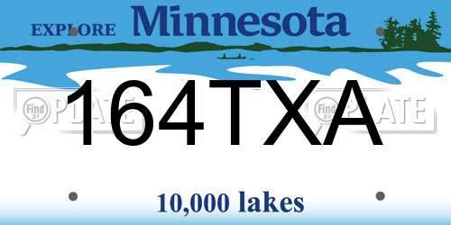 164TXA Minnesota License Plate