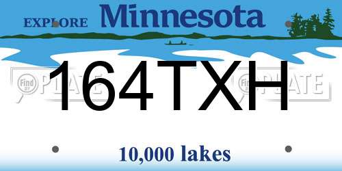 164TXH Minnesota License Plate