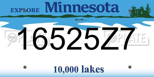 16525Z7 Minnesota License Plate