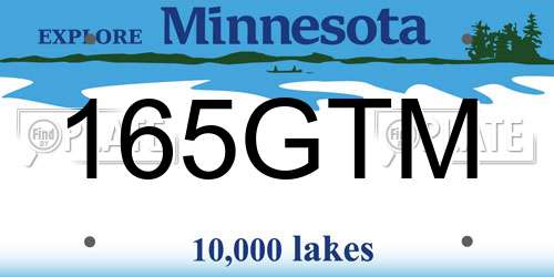 165GTM Minnesota License Plate