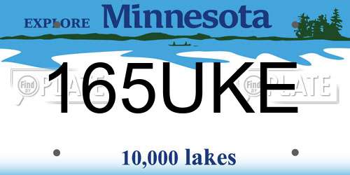 165UKE Minnesota License Plate