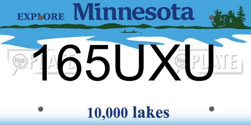 165UXU Minnesota License Plate