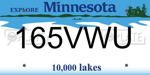 165VWU Minnesota License Plate