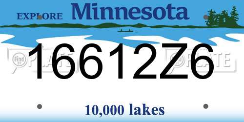 16612Z6 Minnesota License Plate
