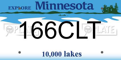 166CLT Minnesota License Plate