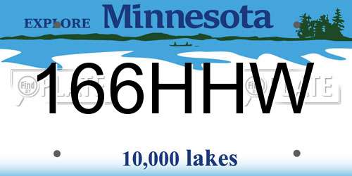 166HHW Minnesota License Plate