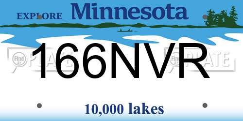 166NVR Minnesota License Plate