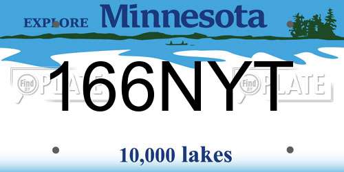 166NYT Minnesota License Plate