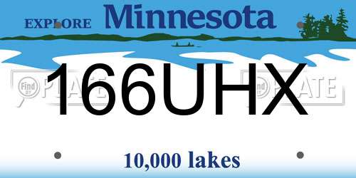 166UHX Minnesota License Plate