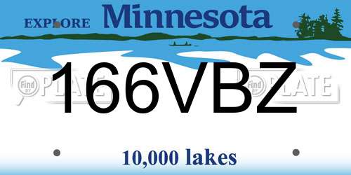 166VBZ Minnesota License Plate