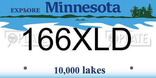 166XLD Minnesota License Plate