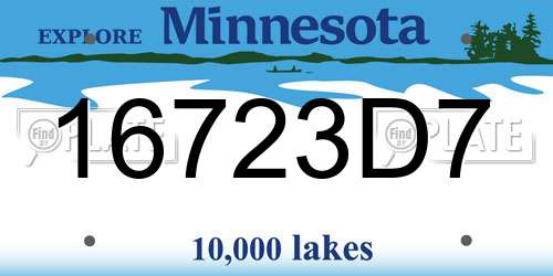 16723D7 Minnesota License Plate