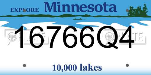 16766Q4 Minnesota License Plate
