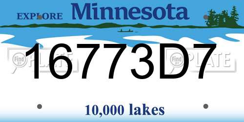 16773D7 Minnesota License Plate