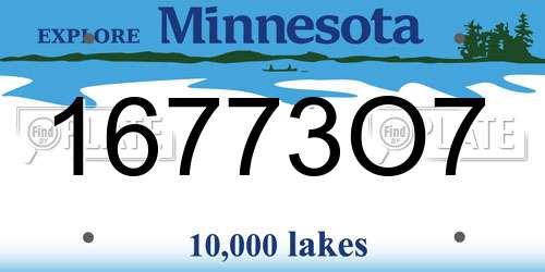 16773O7 Minnesota License Plate