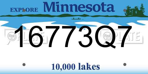 16773Q7 Minnesota License Plate