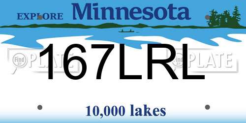 167LRL Minnesota License Plate