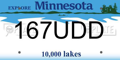 167UDD Minnesota License Plate