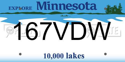 167VDW Minnesota License Plate