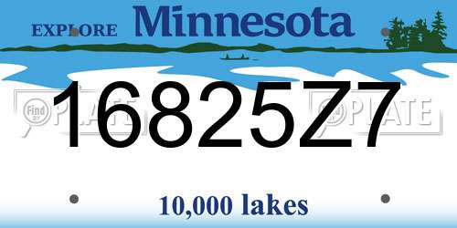 16825Z7 Minnesota License Plate